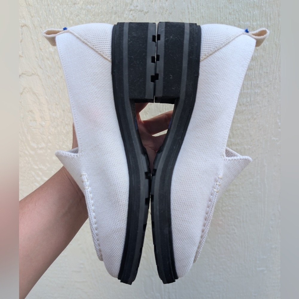 Rothy's The Lug Loafer Merino Wool Slip On Shoe Chunky Sole Ivory Cream Size 8 - Picture 4 of 6